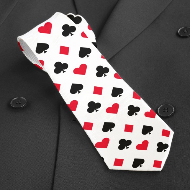 Cravate Jouer Motif de carte blanc (Playing Card Suit Pattern White Neck Tie
)