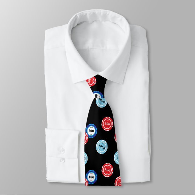 Cravate Joueur de Poker Chips Casino (Attaché)