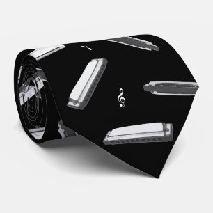 Cravate Joueur d'harmonica Bouche Orgue Notes de musique M