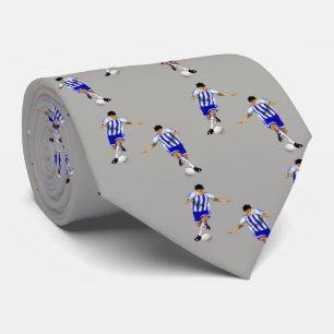 Cravate Joueurs de football Kicking Ball Blue Uniform