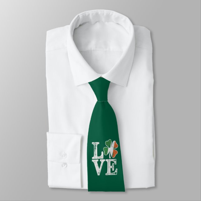 Cravate Jour de la Saint Patrick Love Lucky Shamrock irlan (Attaché)