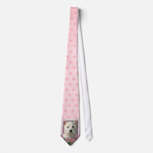 Cravate Jour de mères - tulipes roses - Westie
