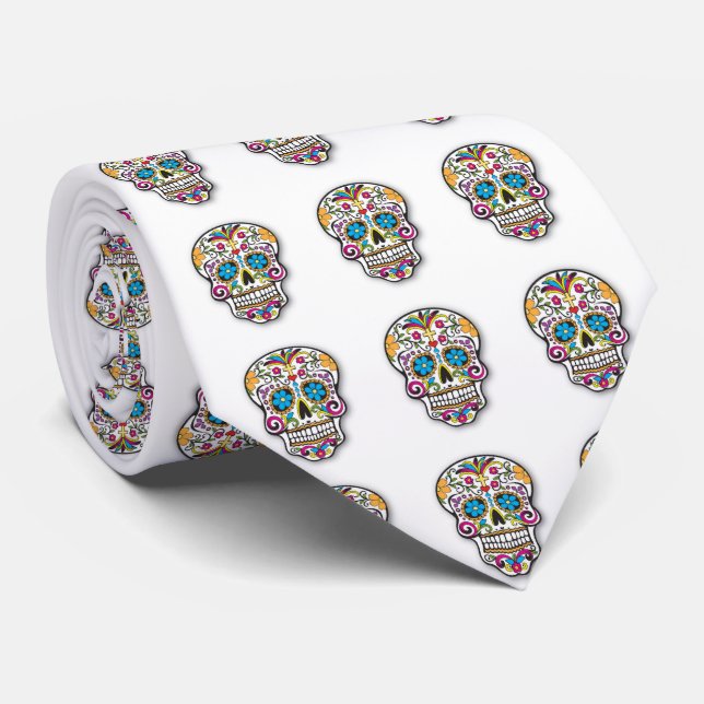 Cravate Jour du crâne mort de sucre de Calavera de (Roulé)