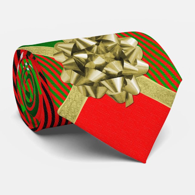 Cravate Joyeuses vacances Rouge Vert Noël Tartan Motif (Roulé)