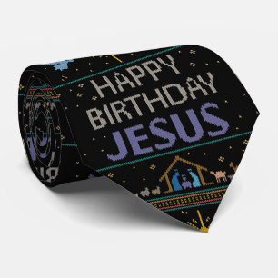 Cravate Joyeux anniversaire Jésus Christ chrétien Noël