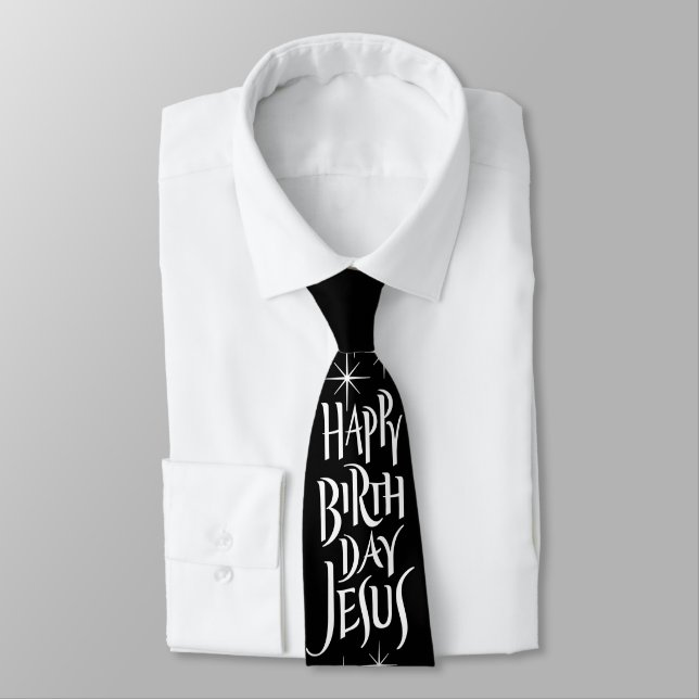 Cravate Joyeux anniversaire Jésus Noël Lettres chrétiennes (Attaché)