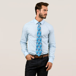 Cravate Joyeux bonhomme de neige en bleu