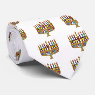 Cravate Joyeux Hanukkah Toupies Menorah