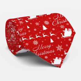 Cravate Joyeux Noël Rouge & Motif blanc