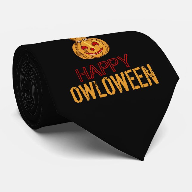 Cravate Joyeux Owloween, Halloween (Roulé)