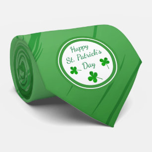 Cravate Joyeux Saint Patrick`s Day Shamrock vert irlandais