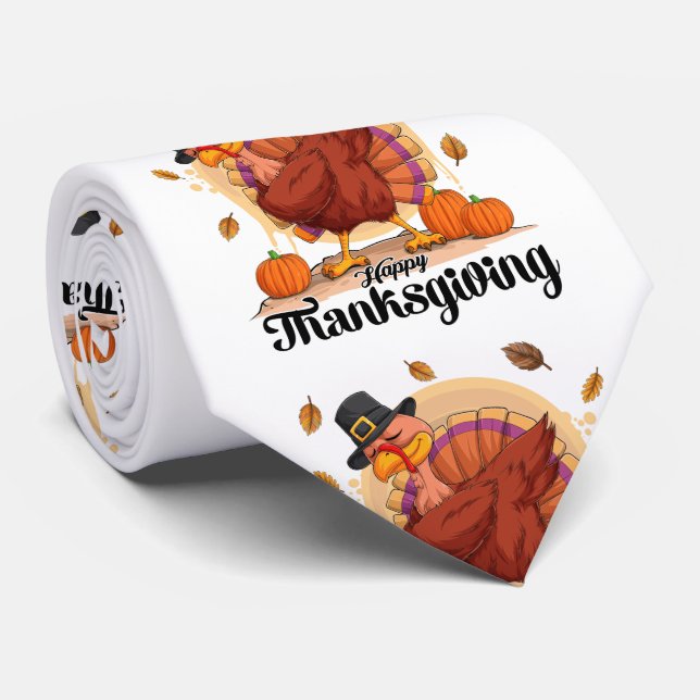 Cravate Joyeux Thanksgiving  (Roulé)