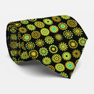 Cravate Kaleidoscopic 110714 - 16 Mandalas - sur Noir
