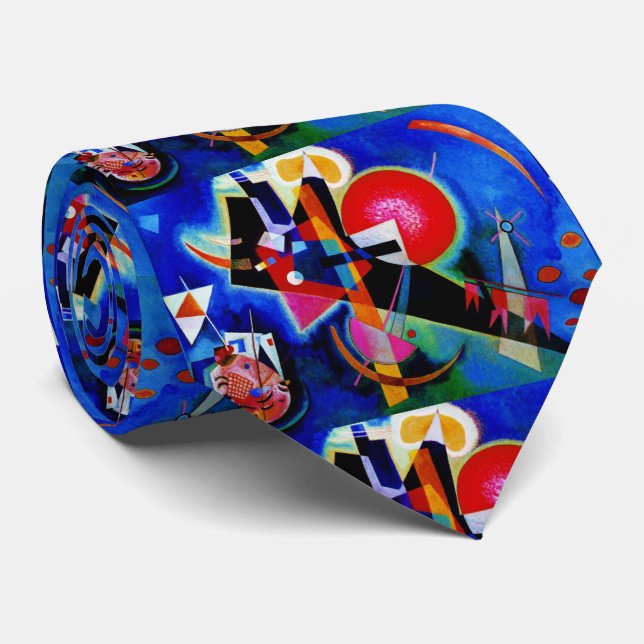 Cravate Kandinsky en peinture Abstraite bleue (Roulé)