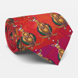 Cravate Kangourou Xmas en rouge