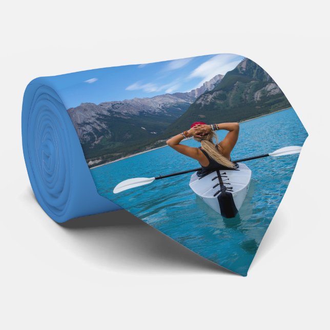 Cravate Kayaking Lake Mountain Blue Water Nectie (Roulé)