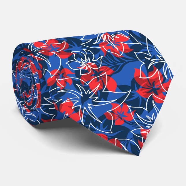 Cravate Ketmie Camo floral hawaïen de Wailea (Roulé)