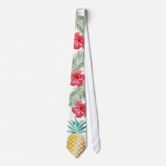Cravate Ketmie tropicale d'ananas hawaïen florale