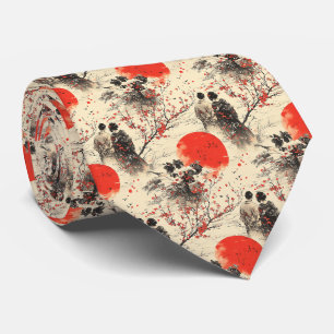 Cravate Kimono Couple Sakura Romantique Motif (3)