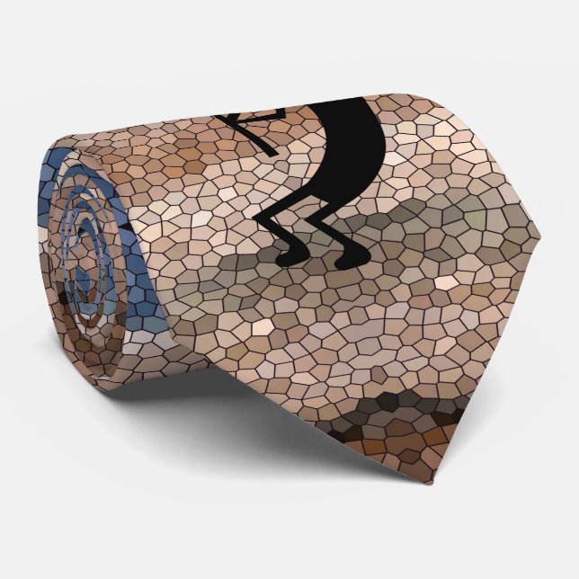 Cravate Kokopelli Mosaïque sud-ouest du désert Brown (Roulé)