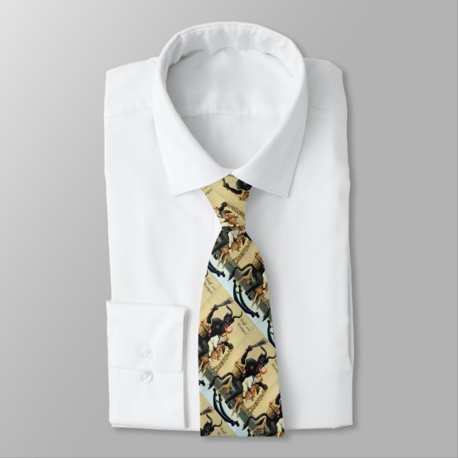 Cravate Krampus Rocse Vacances de Noël Cheval Necktie (Attaché)