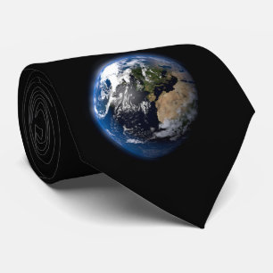 Cravate La planète Terre en 3D dans l'espace sombre