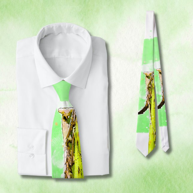Cravate La prière verte Mantis Fête des pères unique (For the dad who loves nature and funny ties, a unique gift for Father's Day!)