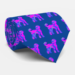 Cravate Labradoodé Chien mignon rose Silhouette Bleu Cou