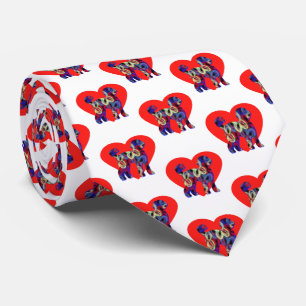 Cravate Labradoodle Chien Silhouette Valentines Jour Blanc