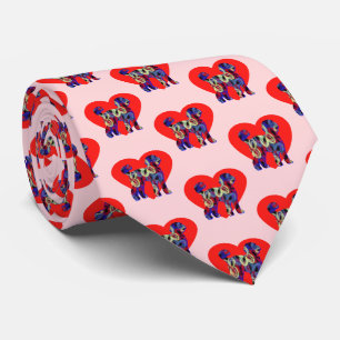 Cravate Labradoodle Chien Silhouette Valentines Jour rose