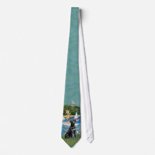 Cravate Labrador (noir) - Bateaux à voile (Monet)