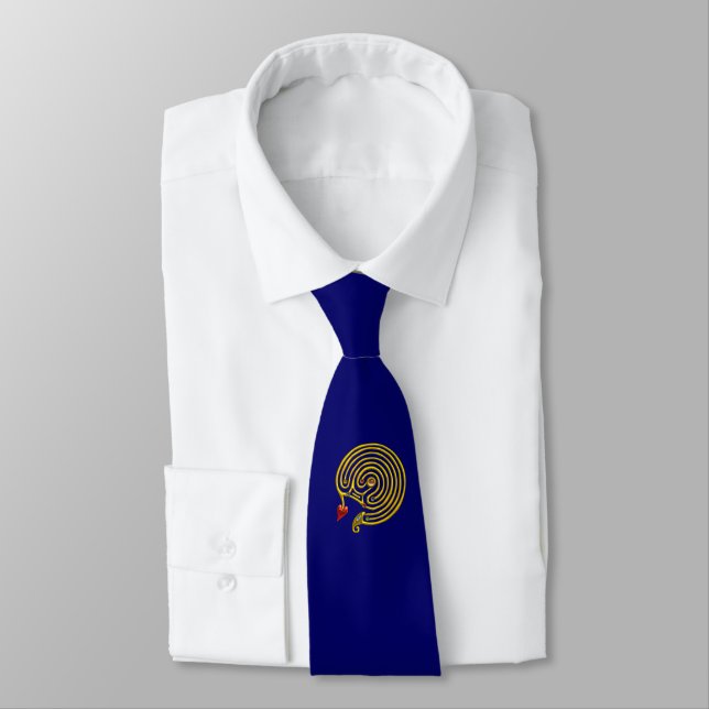 Cravate LABYRINTH HYPER MÉDIÉVAL AVEC GEMSTONES Gold Blue (Attaché)