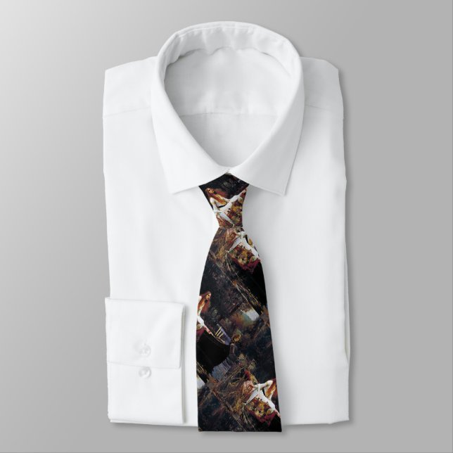 Cravate Lady of Shallot sur bateau Waterhouse Art Necktie (Attaché)