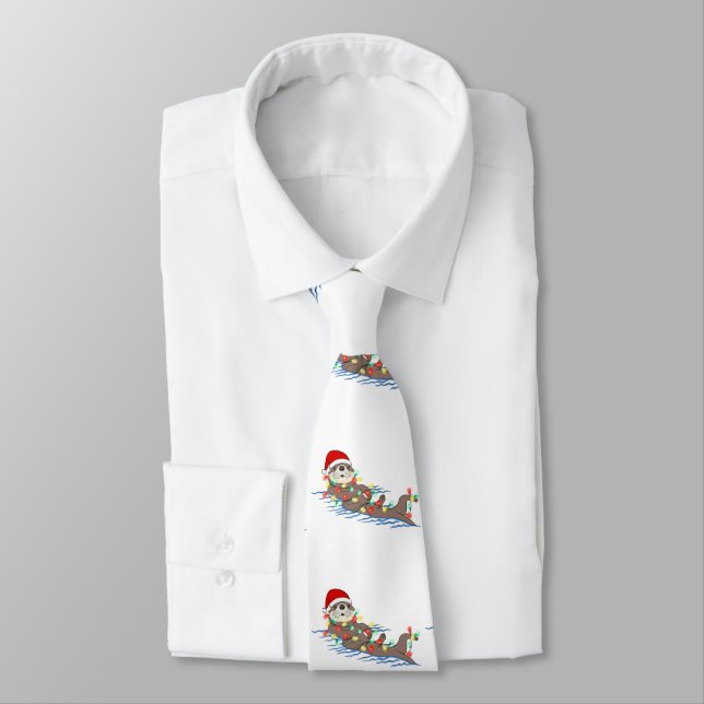 Cravate laide noël santa claus otter (Attaché)