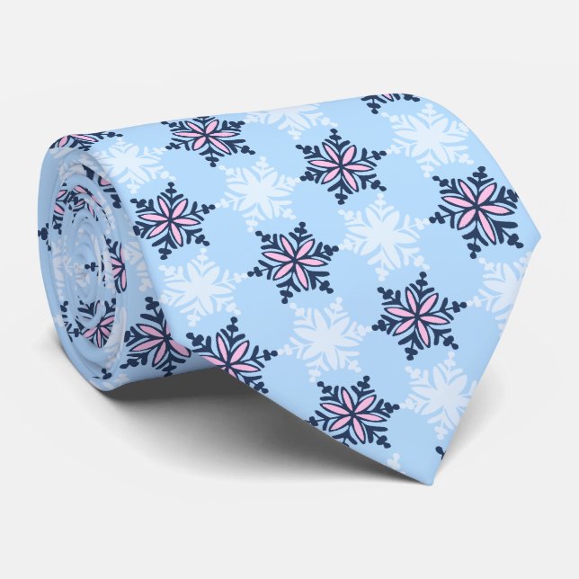 Cravate Laisser neiger Snowflake Sky Blue Single-Side (Roulé)