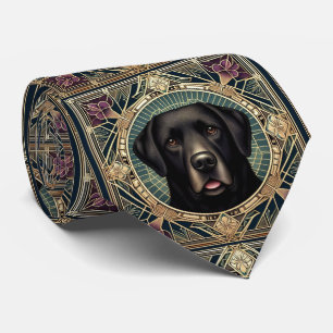 Cravate L'amoureux des chiens joueur Papa Labrador noir