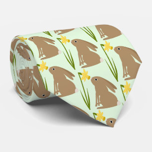 Cravate Lapin de Pâques lapin et fleur de jonquille Motif
