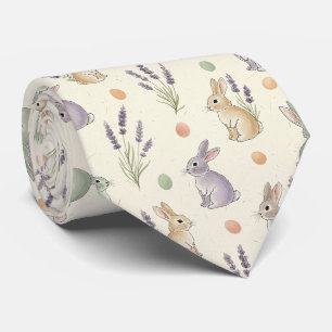 Cravate Lapin de Pâques Minimaliste Motif Pastel Printanie