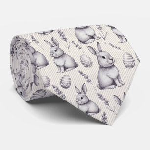 Cravate Lapin de Pâques monochrome esquisse au fusain rayu