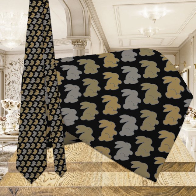 Cravate Lapin lapin noir et or (Créateur téléchargé)