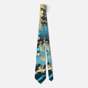 Cravate L'art Abstrait Turquoise et Or