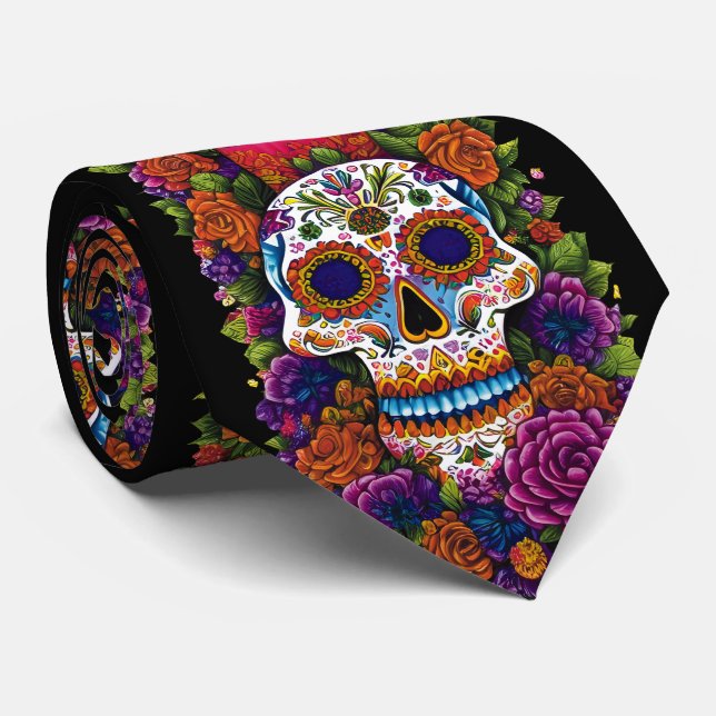 Cravate L'art crâne à sucre - Célébrer Dia de los Muertos (Roulé)