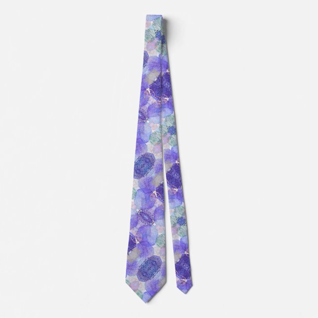 Cravate Lavande Abstraite pourpre N vert Floral (Devant)