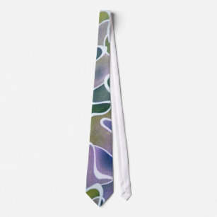 Cravate Lavande Abstraite violet olive vert et blanc