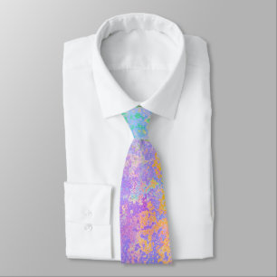 Cravate Lavender Sunrise Pastel Neon Encre d'alcool Abstra