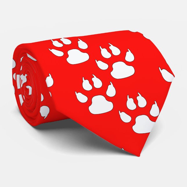 Cravate Le blanc folâtre la patte de GRIFFE de mascotte (Roulé)