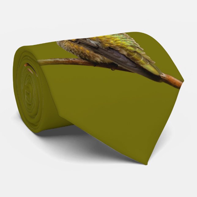 Cravate Le colibri d'Anna sur la Trumpetvine écarlate (Roulé)