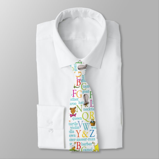 Cravate Le Motif ABC du Dr Seuss avec des mots (Attaché)