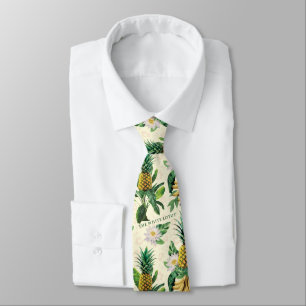 Cravate Le Motif blanc Lotus Pineapple Paradise
