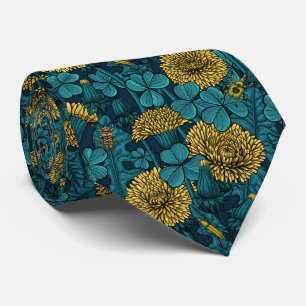 Cravate Le pré en jaune et bleu